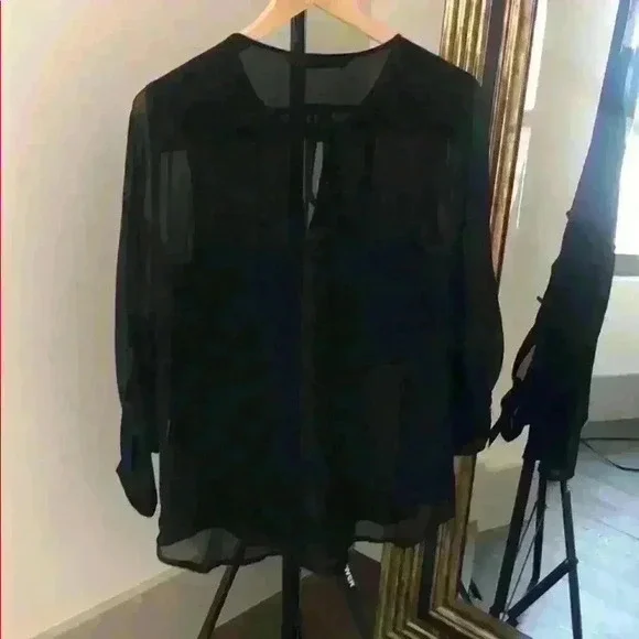 Zara Black transparent blouse - Picture 2 of 4